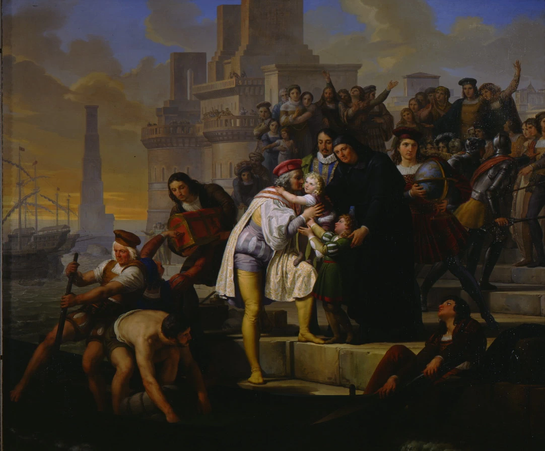 Cristoforo Colombo parte dal porto di Palos de la Frontera raccomandando i suoi figli a Padre Gio - Pinacoteca Brera, Milano